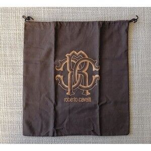 Roberto Cavalli Brown Drawstring dust bag shoes handbag L | Mint 13.5”x14.5"